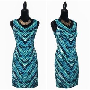 Dress Barn Blue and Black Patterned Dress